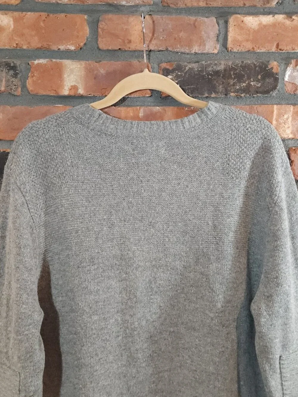 Bonobos Slim Fit Crewneck Elbow Patch Sweater in Gray Wool Linen Blend Men's L